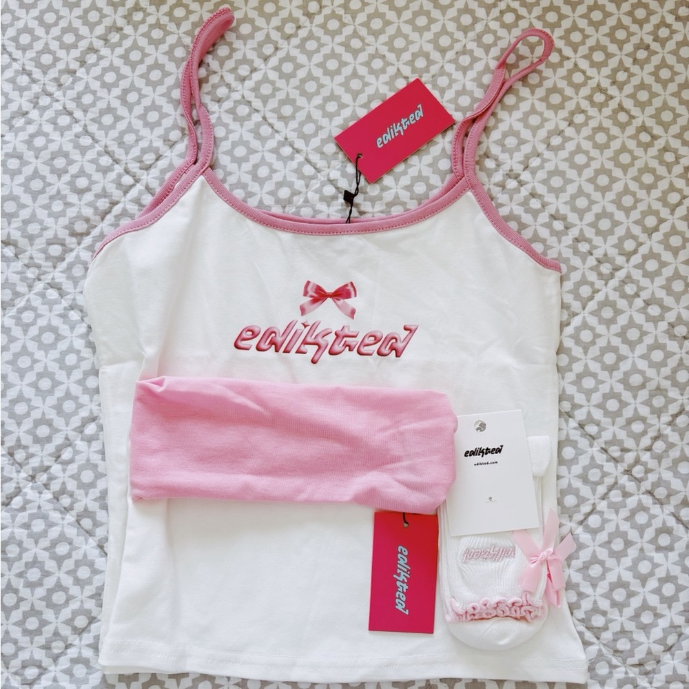 Edikted Pink and White Tank Top (only tank top) size L NWOT